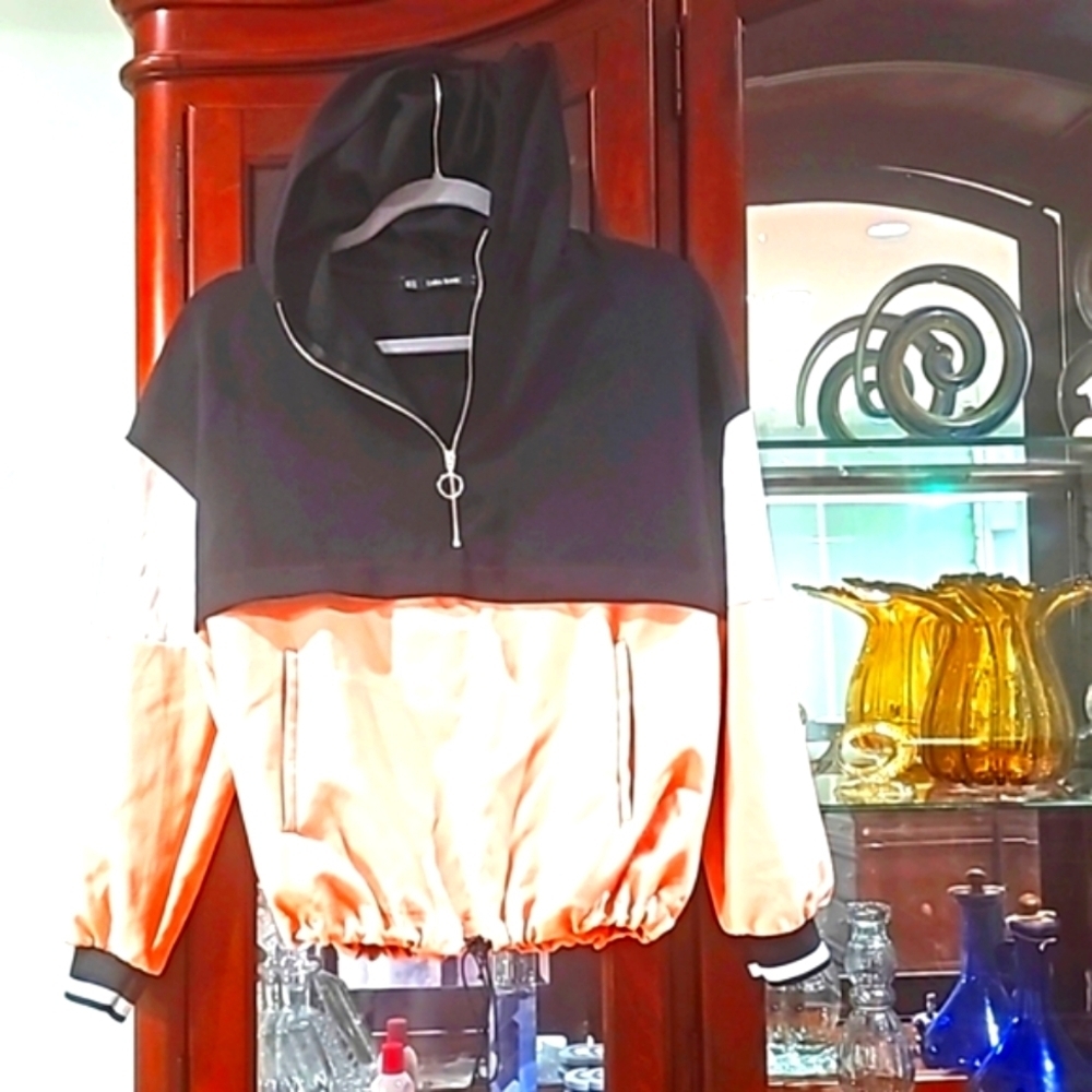 Zara Basic Color Block Spring Jacket Blk & Pink Xs - image 2